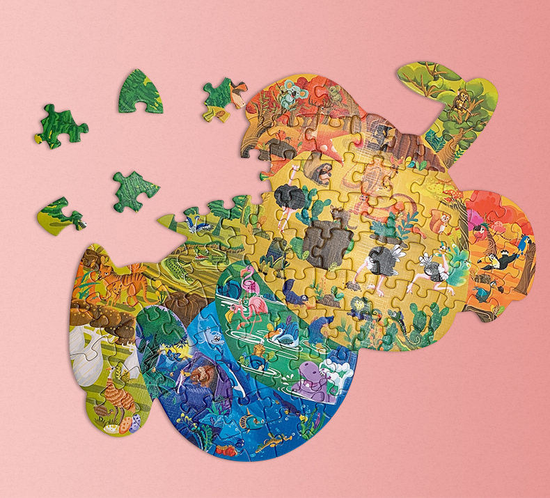Quebra-cabeça de brinquedos de desenho animado ecológico para crianças 12 e 16 peças 2 em 1 quebra-cabeça de madeira