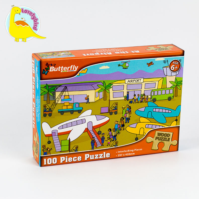 100 peças de quebra-cabeça educacional com pôster de madeira para crianças